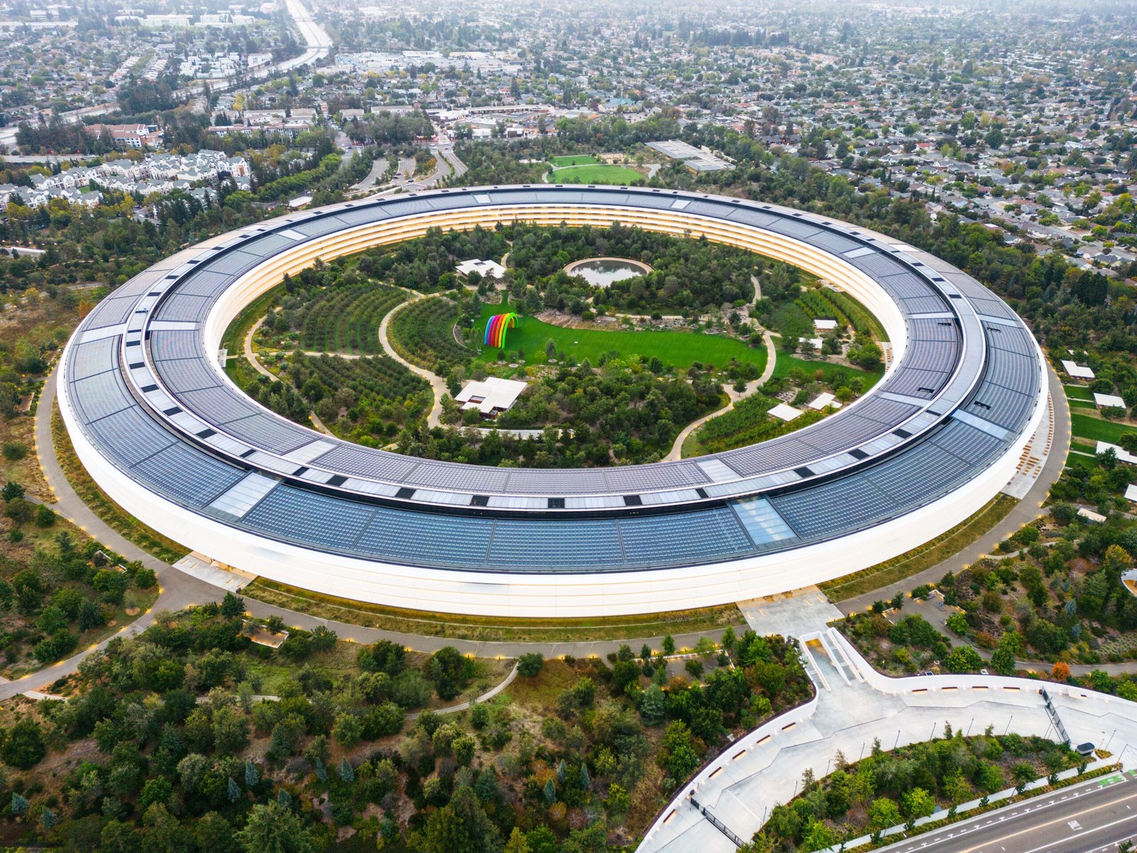 Stroll through the beautiful Apple Park campus.