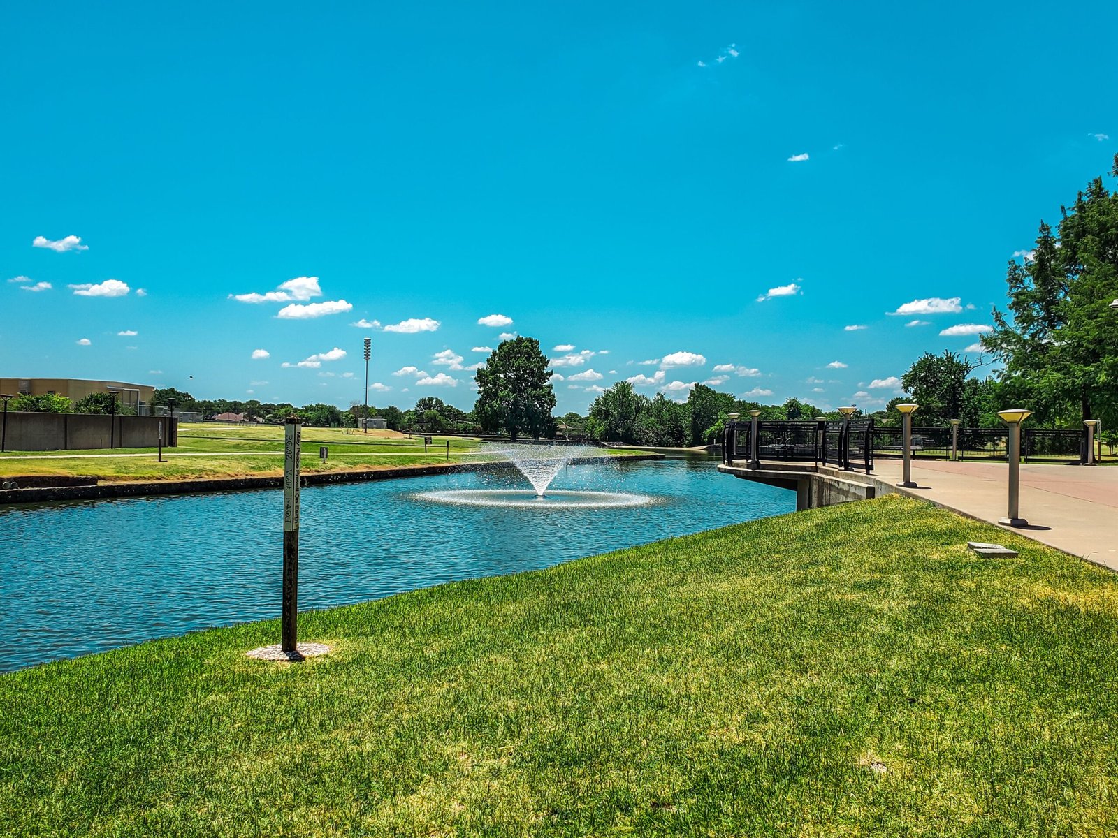 Relax at the LaGrange City Park, featuring walking trails and a pond.