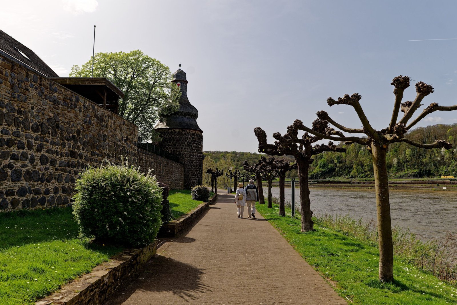 Take a leisurely walk along the Rhine River promenade