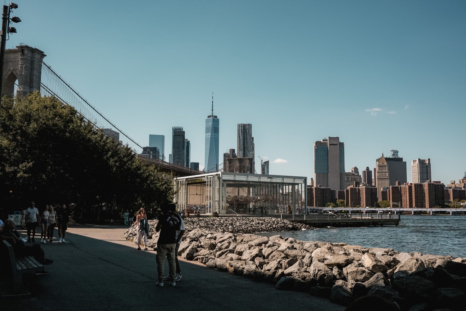 Check out the Brooklyn Bridge Park and its various recreational areas.