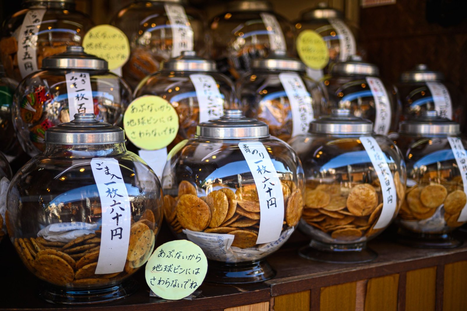 Enjoy traditional Japanese sweets at a local shop, like Ningyo-yaki or Senbei.