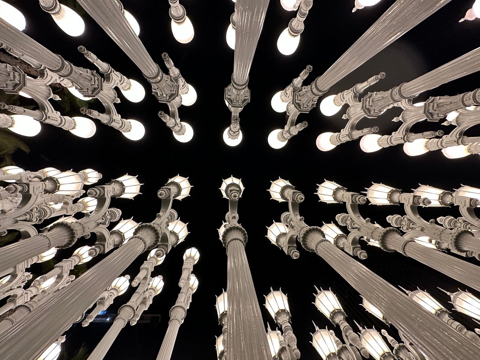 Walk through the Los Angeles County Museum of Art (LACMA) Urban Lights installation