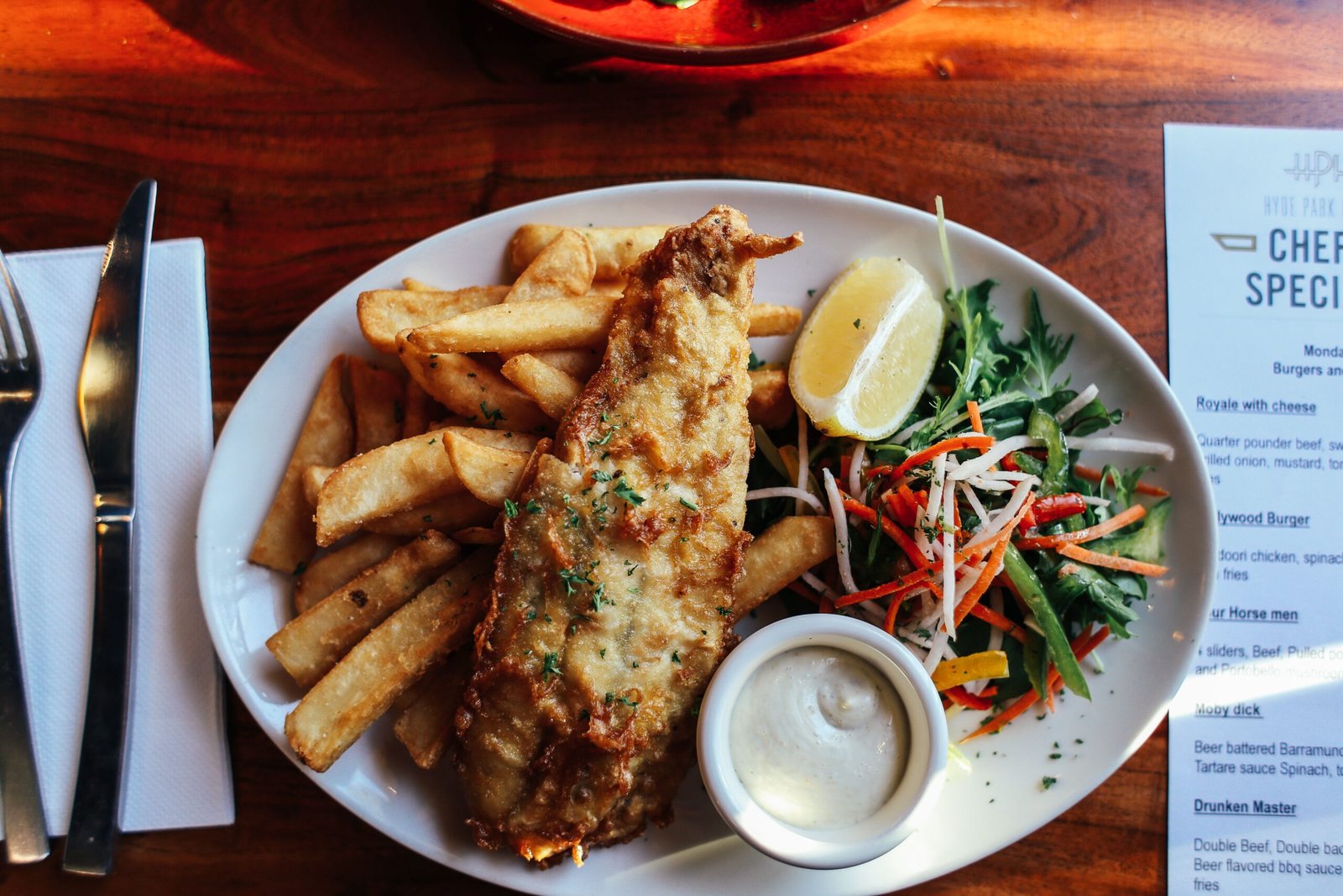 Enjoy fresh seafood at the renowned Bowpicker Fish & Chips.